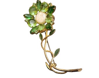 Stunning Unsigned Glass Flower Brooch with Resin Confetti Center (A4619)