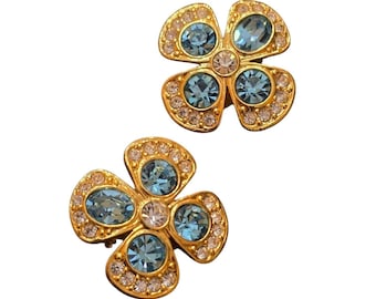 Signed Joan Rivers Beautiful Blingy Flower Earrings (A8477)