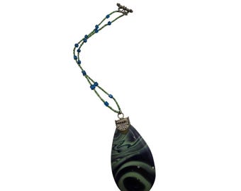 Vintage Glass Beaded Pendant Necklace (A8122)