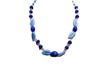 Antique Art Deco Glass Leaf Necklace Strung On Wire (A2572)