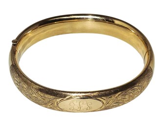 Vintage Etched 12kt Gold-Filled Bangle Bracelet (A8652)