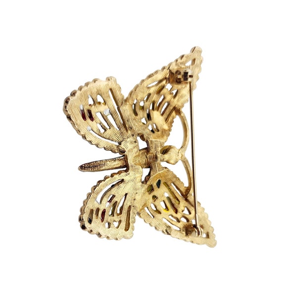 Vintage Beautiful Enamel Rhinestone Butterfly Brooch (A3168) View 4