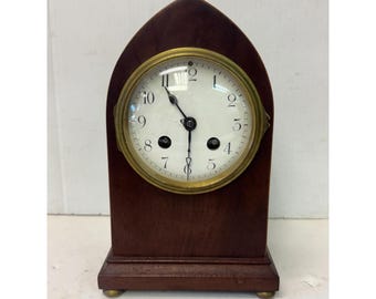 Antique Wood Beehive Shelf Mantle Clock