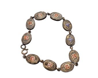 Vintage Tested Sterling Enamel Bracelet (A9255)