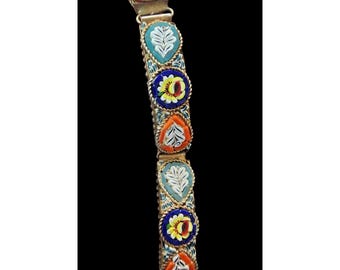 Pretty Vintage Mosaic Hinged Bracelet (A5792)