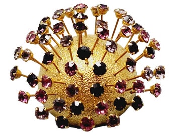 Vintage Signed Corocraft Sparkly Atomic Sputnik Brooch (A732)