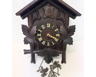 Antique Wood West Germany Cuckoo Wall Clock