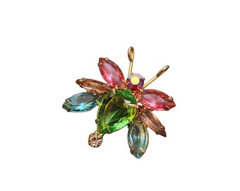 Vintage Glass Butterfly Brooch (A3934)