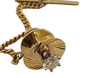 Vintage 14kt Gold Diamond Stud Tie Tack (A5313)