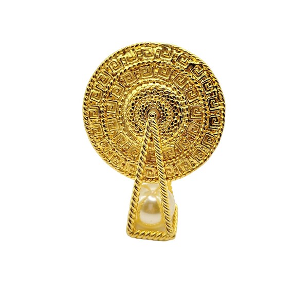 Vintage Signed Designer Mayan Aztec Articulating Sun Dial Brooch