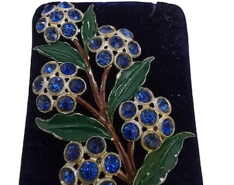 Antique 1930s Enameled Pot Metal Flower Brooch (A8903)