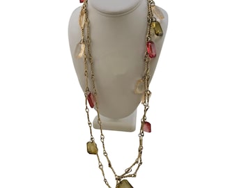 Vintage Long Faux Crystal Dangle Necklace (A8226)