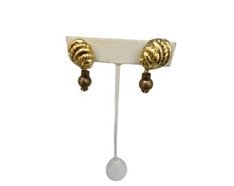 Vintage Christian Dior Metal & Resin Dangle Clip Earrings (A8218)