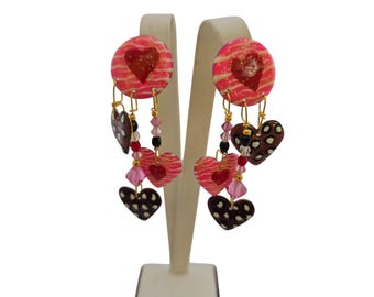 Vintage Lunch At The Ritz Heart Clip Earrings (A7708)