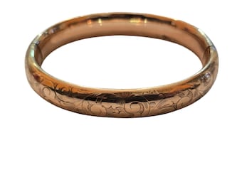 Antique Registered Trademark H&H Gold Filled Unique Bangle Bracelet (A9738)