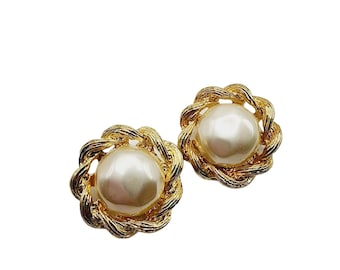 Vintage NOS Signed Carolee 80s Pearl Earrings (A1301)