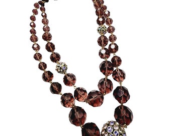 Vintage Signed Carolee Rhinestone Ball & Faceted Crystal Necklace (A1325)