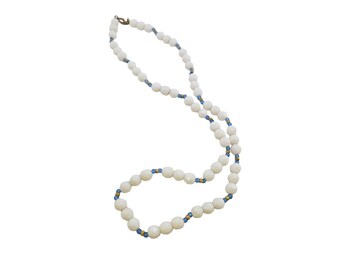 Vintage Milk Glass Crystal Necklace (A8245)