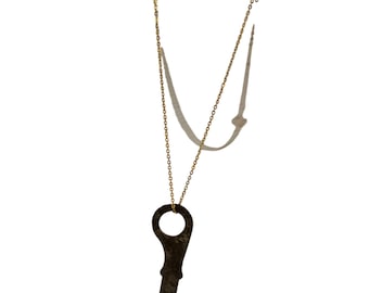 Antique Key on Dainty Chain Necklace (A9120)