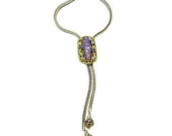 Unsigned Selro Confetti Lariat Necklace with Animal Heads (A5788)