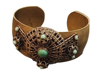 Vintage Unique Brass Cuff Bracelet (A2508)