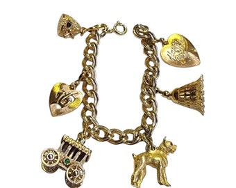 Vintage Unsigned Be My Honey Charm Bracelet (A4198)
