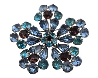 Beautiful Kramer Ny Blue And Purple Flower Brooch (A8137)