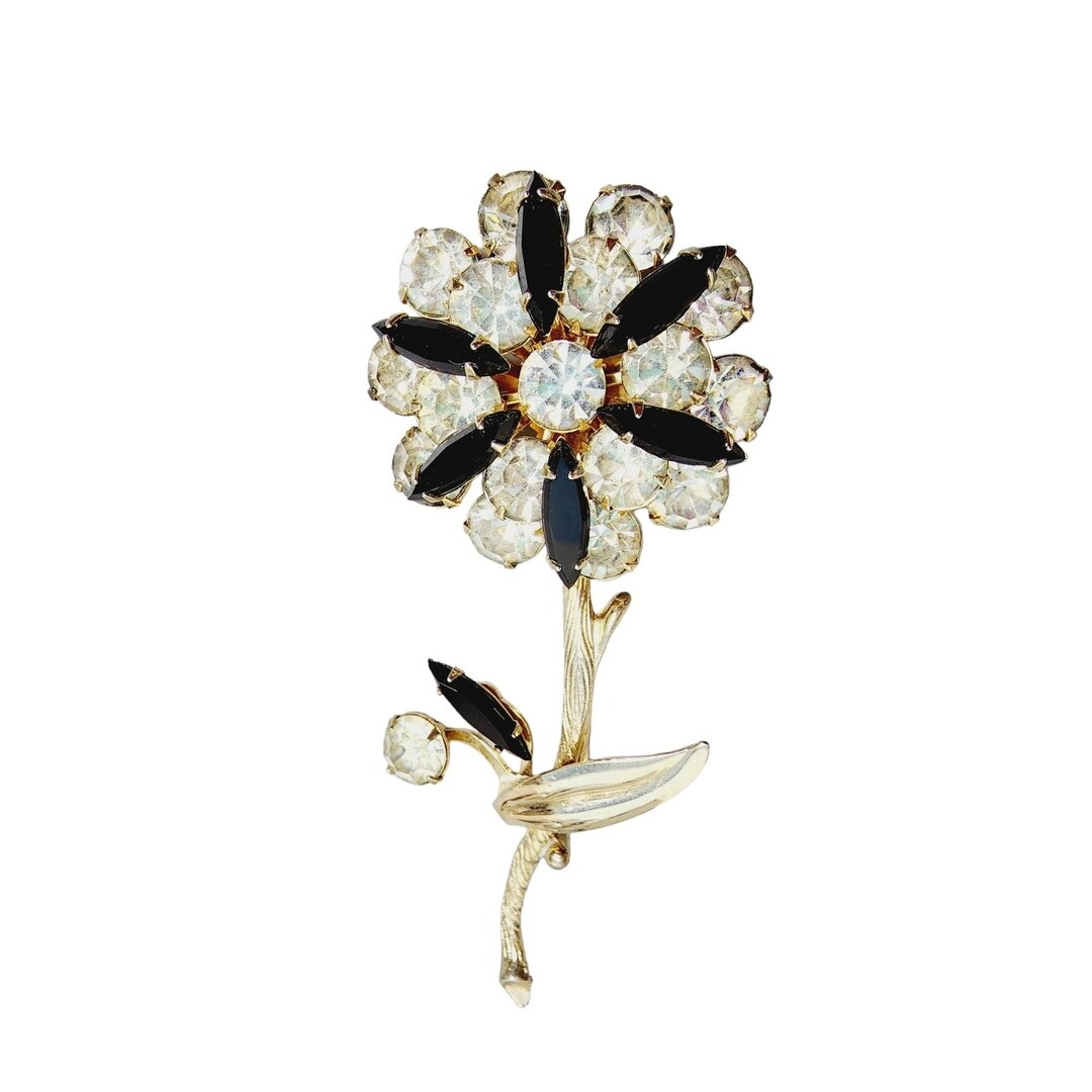 ヴィンテージ ラインストーン 美しい花のブローチ (A1423) - Etsy 日本