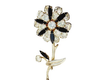 Vintage Rhinestone Beautiful Flower Brooch (A1423)