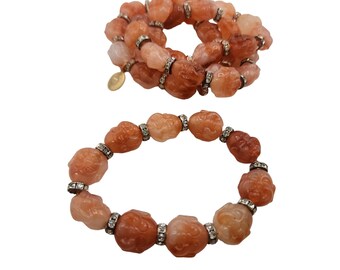 Vintage Rootbeer Resin Buddha Bracelet NOS (A4334)