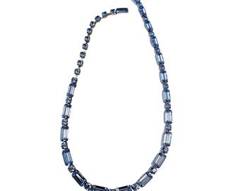 Vintage Dainty Well Made Rhinestone Baguette Necklace (A1630)