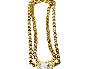 Vintage 80s Huge Swarovski Crystal Heavy Necklace (A1527)
