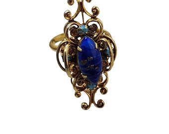 Vintage NOS Adjustable Glass Stone Ring (A2594)