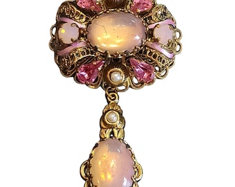 Vintage Signed W. Germany Unusual Glass and Enamel Brooch (A2211)