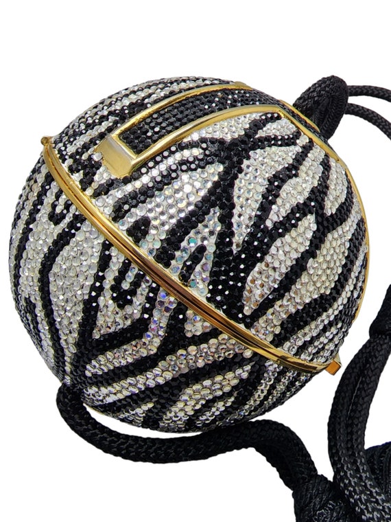 Rare Collector Judith Leiber Zebra Crystal Sphere 