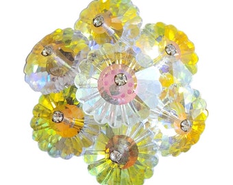 Vintage Rivoli Flower Crystal Brooch (A1707)