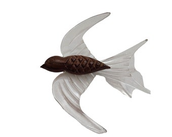 Vintage Lucite & Wood Early Bird Brooch (A3639)