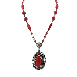 Vintage Czech Glass Fabulous Pendant Necklace (A3794)