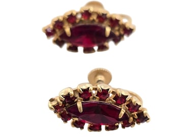 Vintage Rhinestone Screw Back Earrings (A8026)
