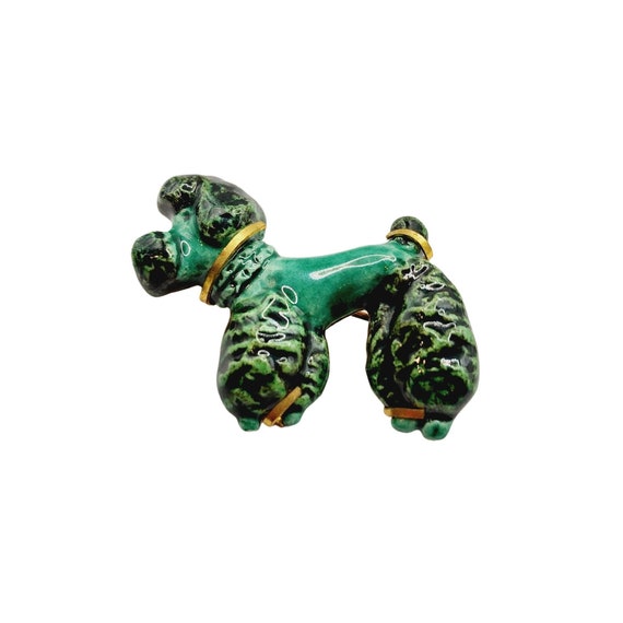 Vintage French Porcelain Dog Brooch (A524) - image 1