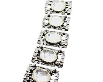 Vintage Faceted Glass Panel Bracelet (A1879)