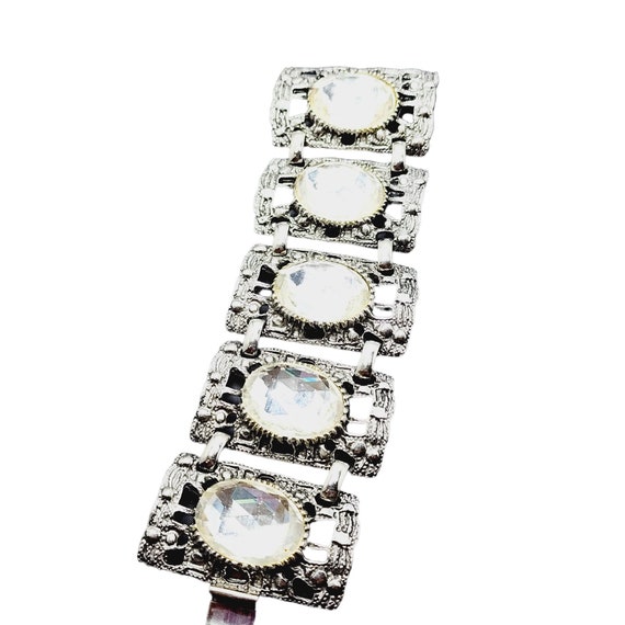 Vintage Faceted Glass Panel Bracelet (A1879) - image 1
