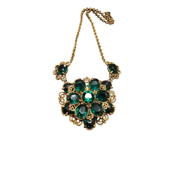 Collier Vintage Avec Olives En Verre - Bijou Fantaisie Ancien - Occasion
