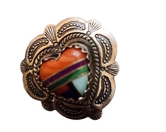 Vintage Signed Q.T Sterling Zuni Single Earrings or Tack Pin (A1924)