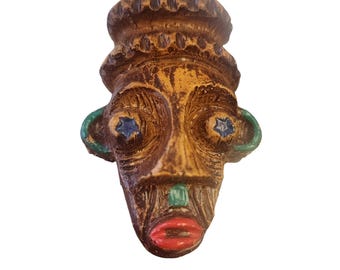 Unique West Germany Wood Face Charm (A5694)