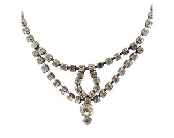 Vintage Rhinestone Triangle Drop Necklace (A9158)