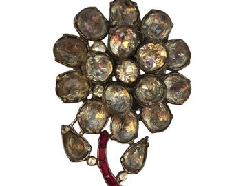Antique Super Old Paste Style 30s Dimensional Flower Brooch (A8895)