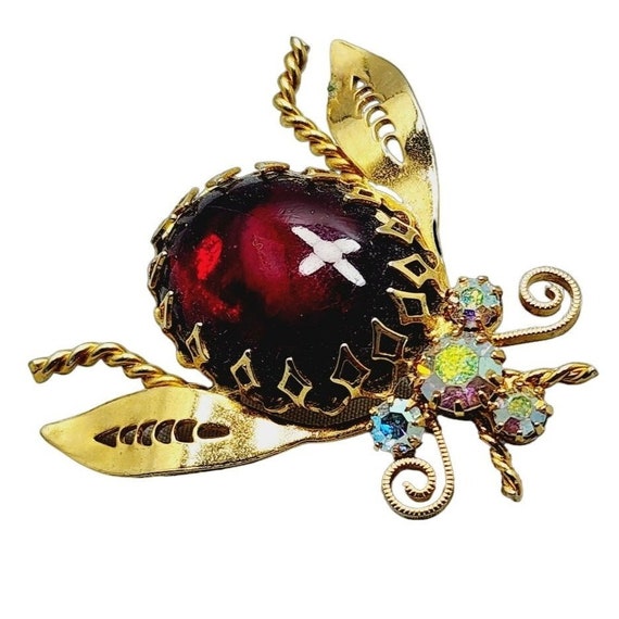 Vintage Glass Fly Brooch (A933) - image 1