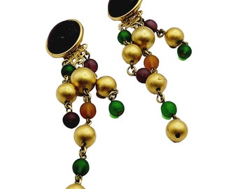 Vintage 80's Dangling Glass Earrings (A312)