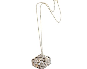 Antique Art Deco Czech Glass Amazing Pendant on Sterling Chain (A2185)